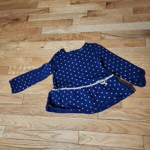 Girls' Navy Blue Heart Print Dress shirt